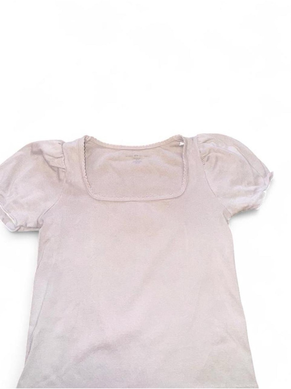 Brandy Melville Pale Pink Puff Sleeve Square Neck Tee